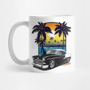 1955 Black and White Chevy Bel Air California Beachin Print Mug